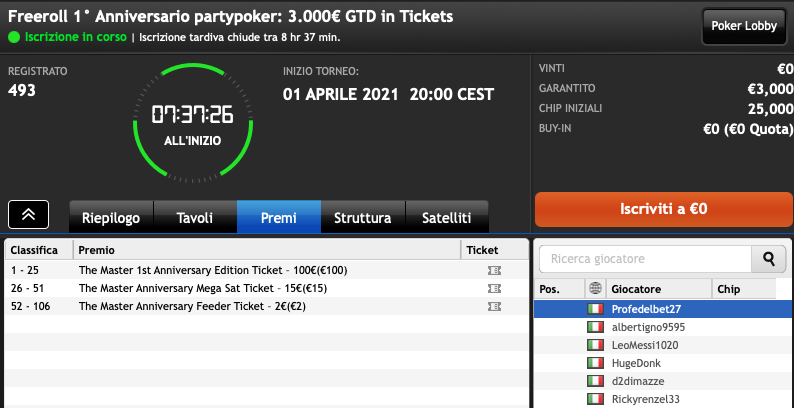 freeroll partypoker